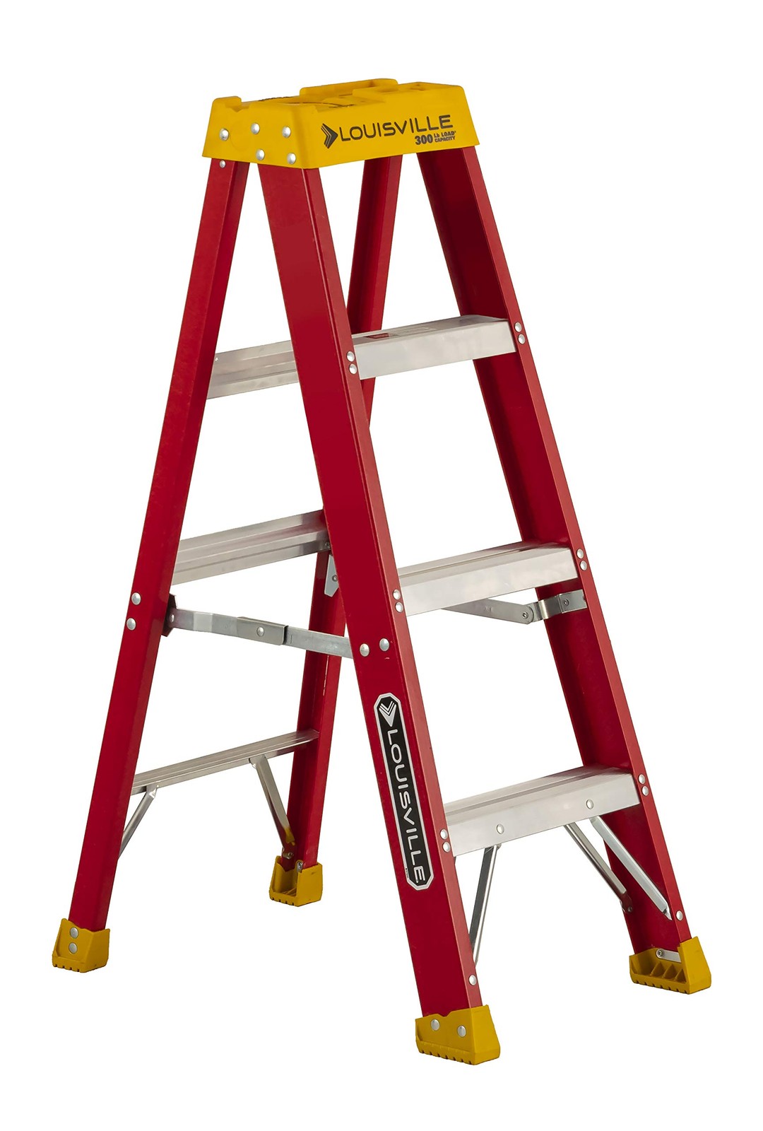 Louisville Ladder 4-Foot Fiberglass Step Ladder, 300-Pound Load 4 feet, Red