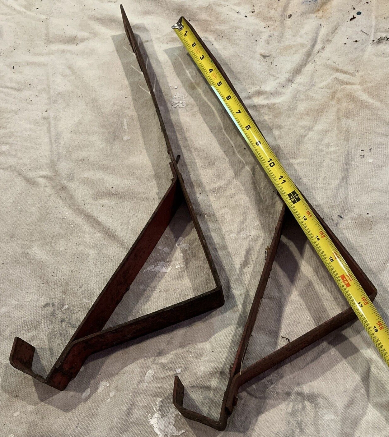 Qual-Craft Steel Fixed Roof Bracket Set of 2 Red Paint Missing No Label Redo