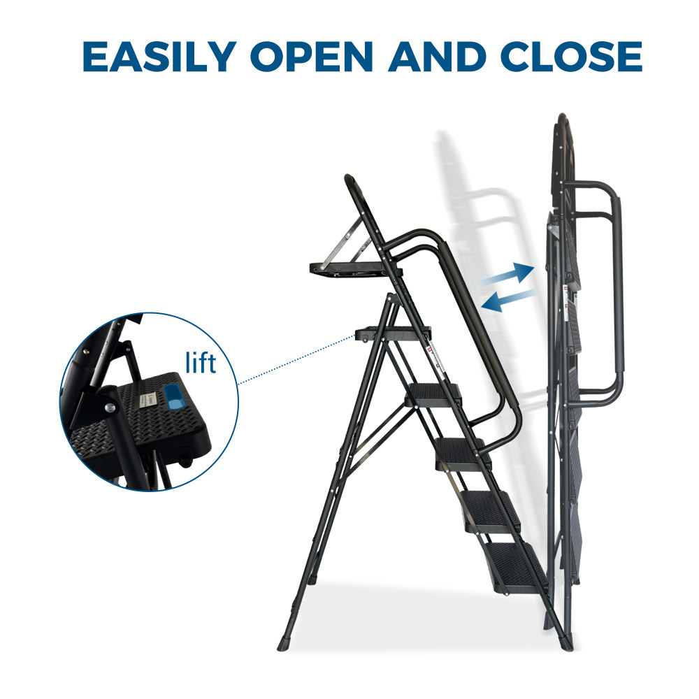 5 Step Ladder,Folding Step Stool with Wide Anti-Slip Pedal,Lightweight,Portable