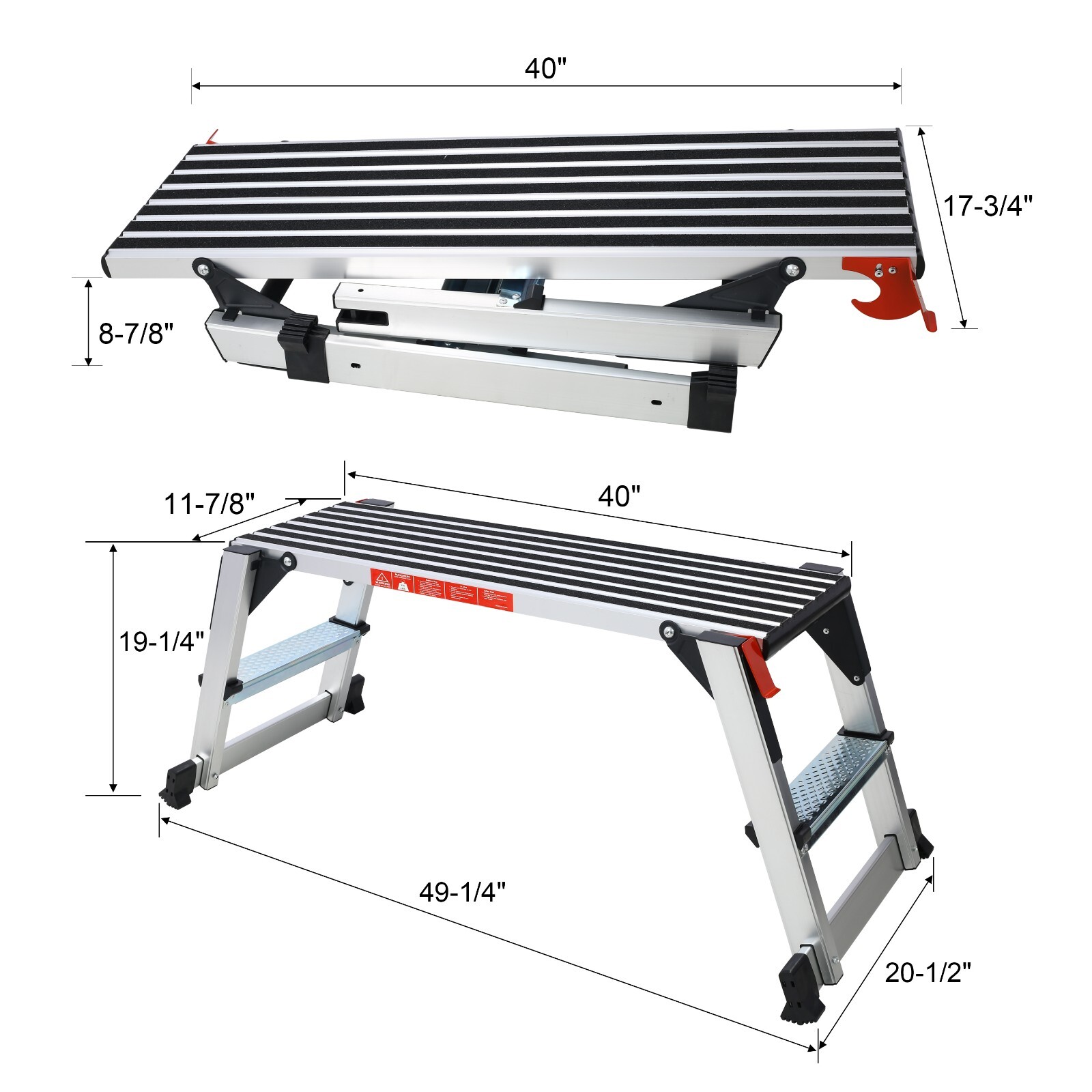 330lbs Aluminum Platform Non-Slip Drywall Step Folding Work Bench Stool Ladder