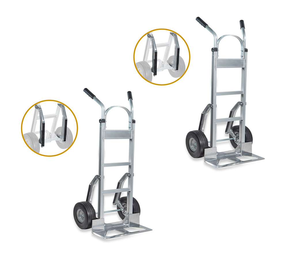 2Pk Aluminum Hand Truck Dolly w/ Dual Handle and 10″ Caster Wheels – 600lbs