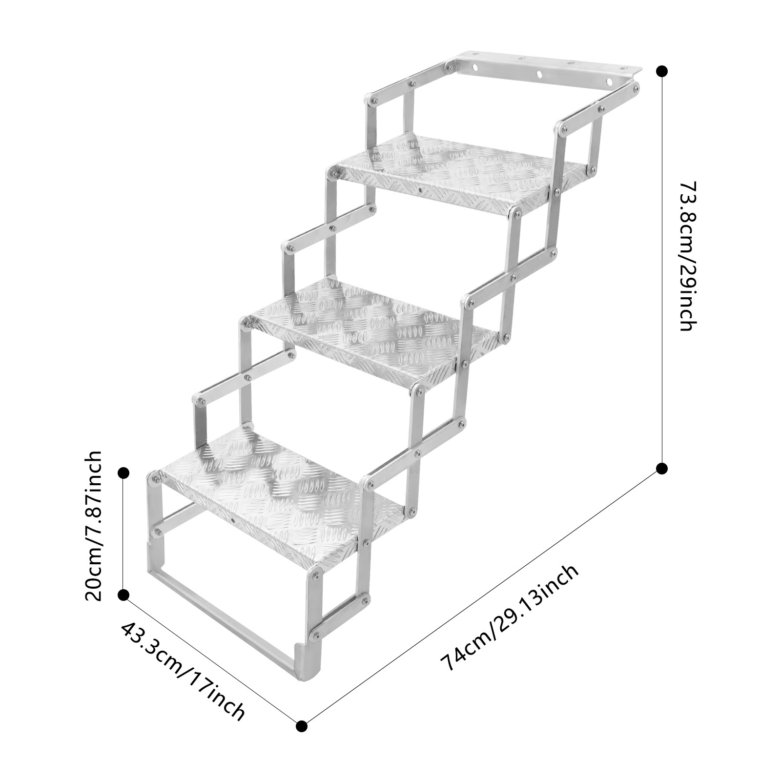 Aluminum Alloy Scissor Stairs Foldable Step Ladder 3 Steps Ladder for RV/Camper