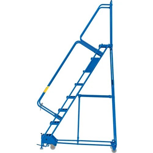 NEW 8 Step Narrow Steel Rolling Ladder, 16″W Perforated Step!!