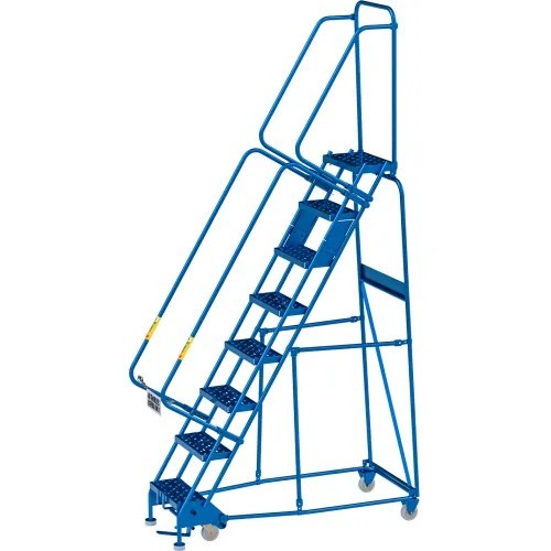 NEW 8 Step Narrow Steel Rolling Ladder, 16″W Perforated Step!!
