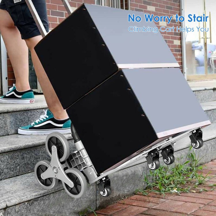 Foldable Stair-Climbing Hand Truck with 6 Wheels, Aluminum Alloy, 10lb