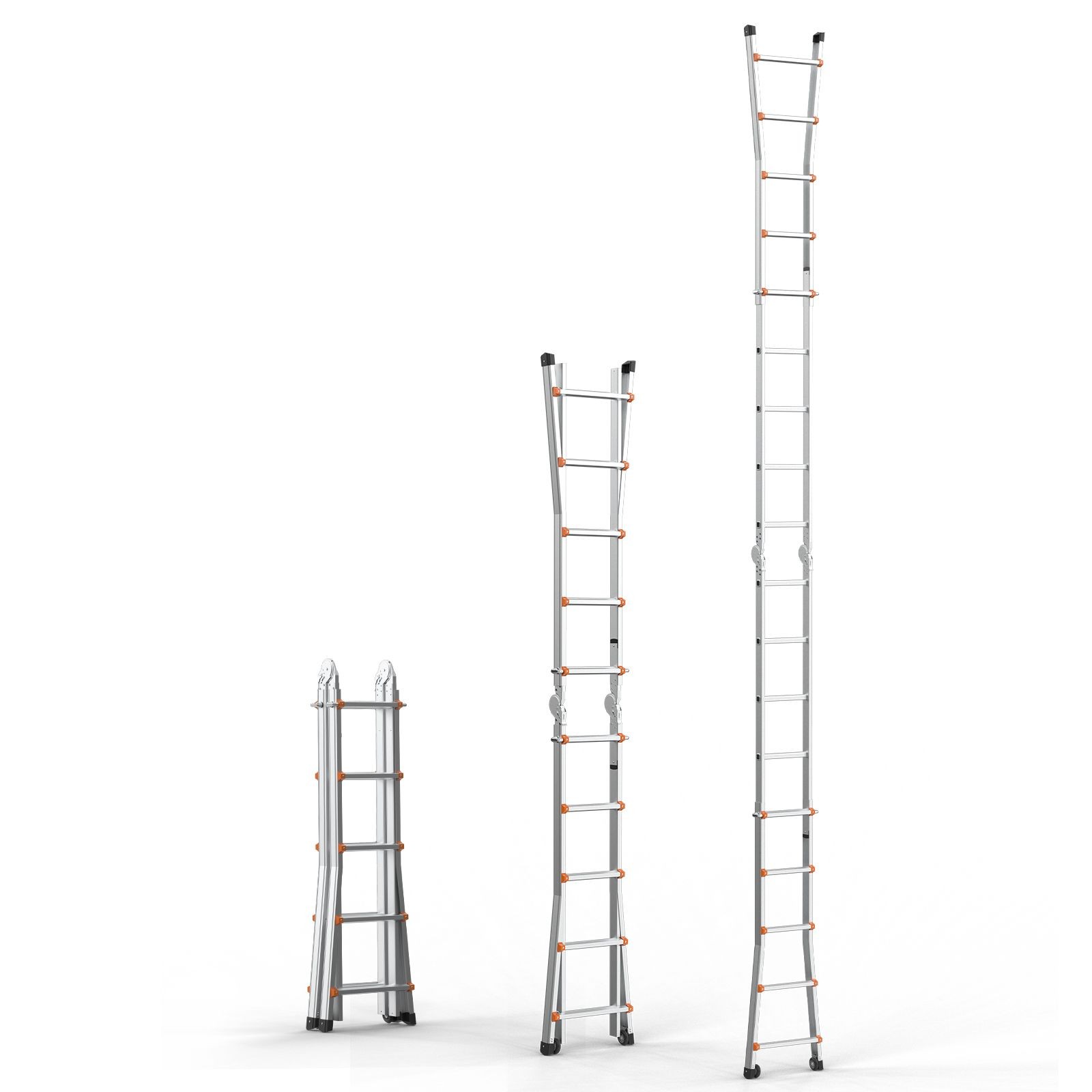 Telescoping Ladder A Frame, 20 FT Compact Aluminum Extension Ladder, Multi