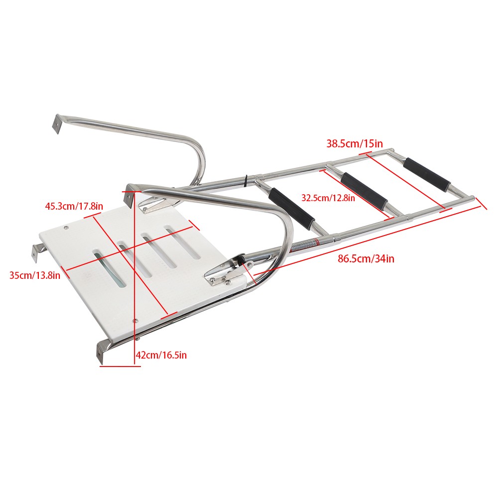 2 3 4 5 Step Stainless Steel Telescoping Foldable Boat Ladder with Hand Railing