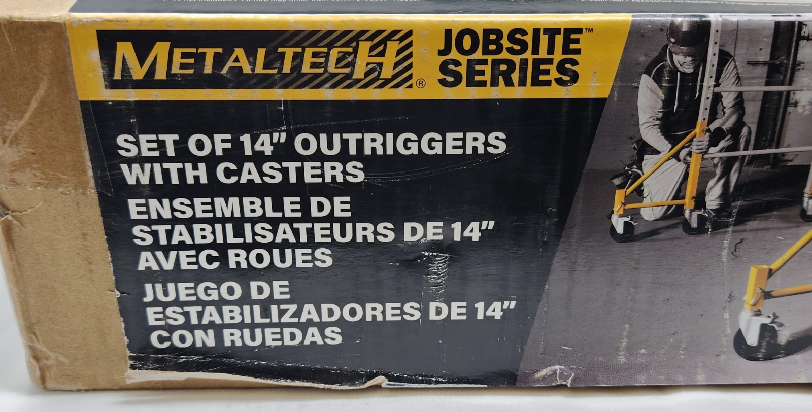 MetalTech I-CISO4 14” Scaffolding Outrigger Set w/ 5” Casters 4-Pack Baker – New