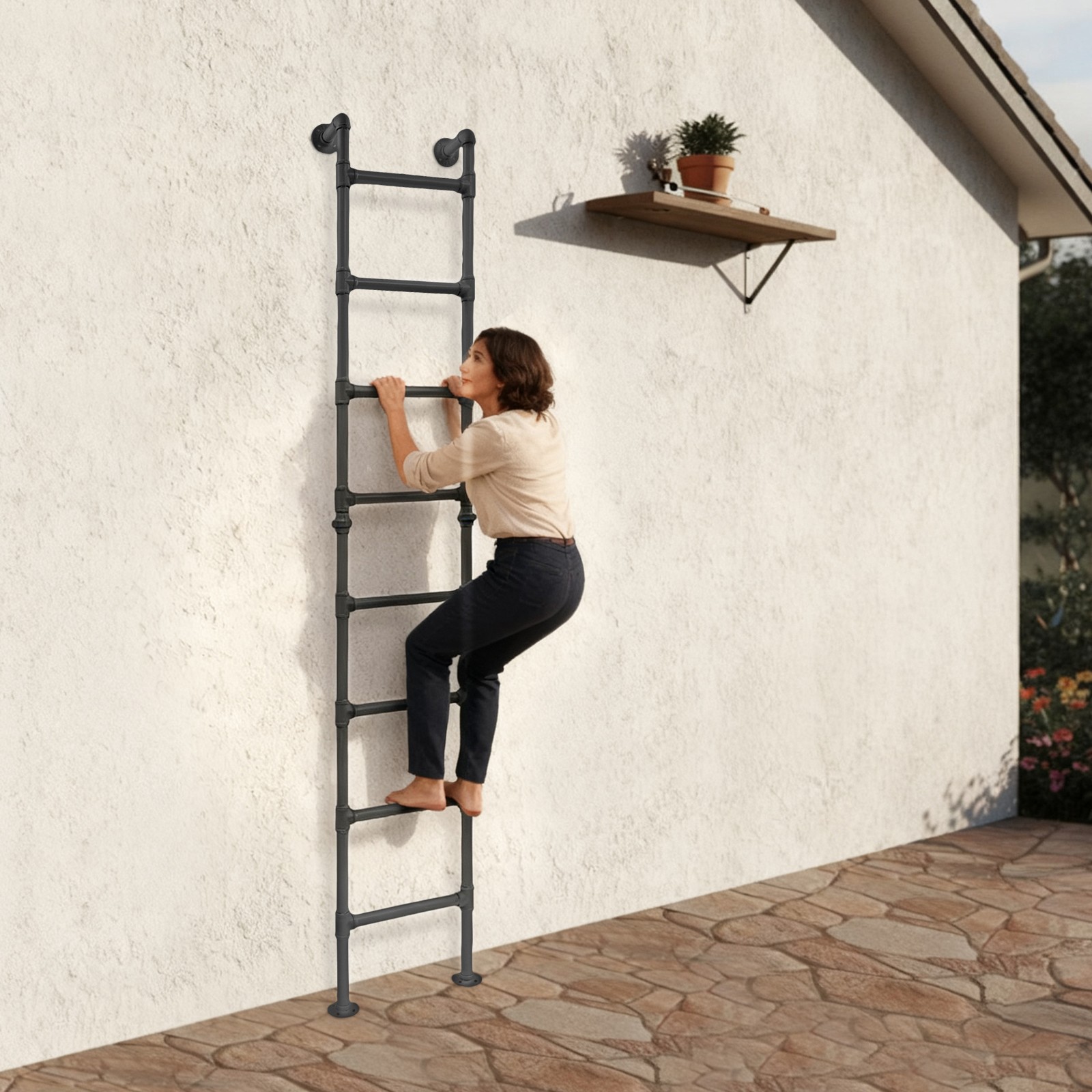 8-Step Loft Ladder Bunk Bed Ladder High Attic Step Ladders 150kg/330.69lbs