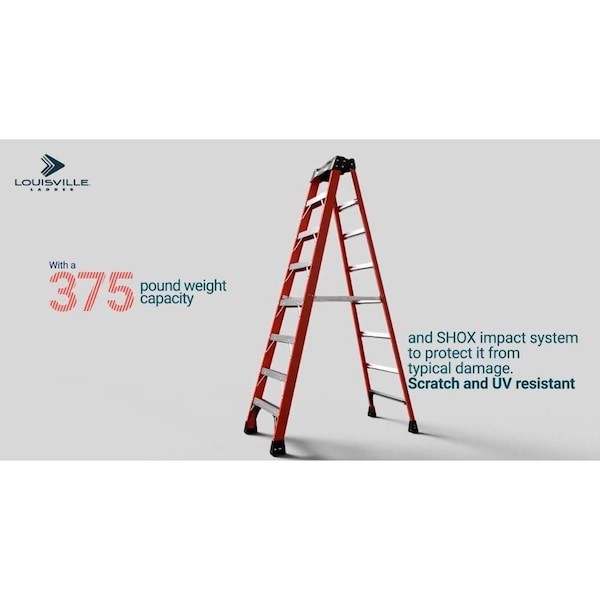 Louisville Fs1412hd 12 Ft Fiberglass Stepladder, 375 Lb Capacity