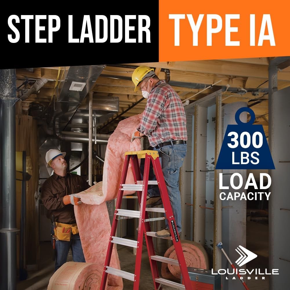 Louisville Ladder 4-Foot Fiberglass Step Ladder, 300-Pound Load 4 feet, Red