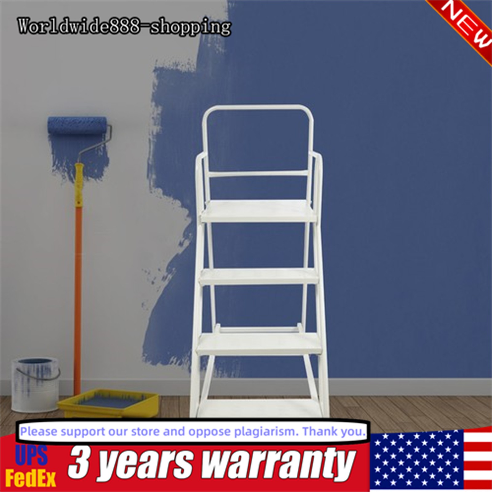 400kg 4 Step Rolling Stair Industrial & Warehouse Stair Ladder Floor Standing