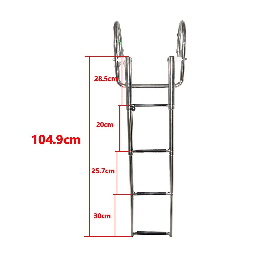 2 3 4 5 Step Stainless Steel Telescoping Foldable Boat Ladder with Hand Railing