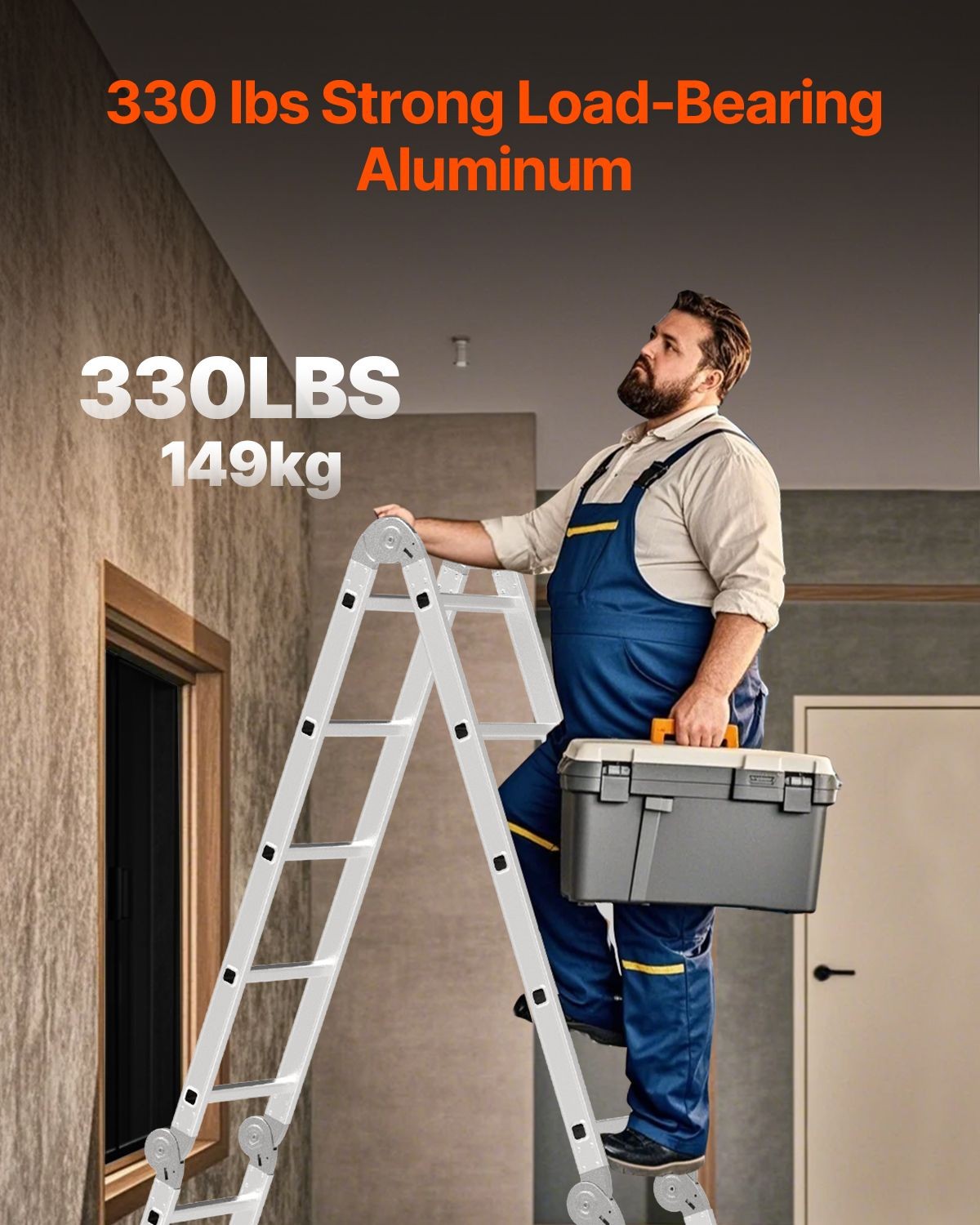 Multi – Purpose Folding Ladder, 7 – in – 1 Tall Extension Step Ladder, A Frame 5
