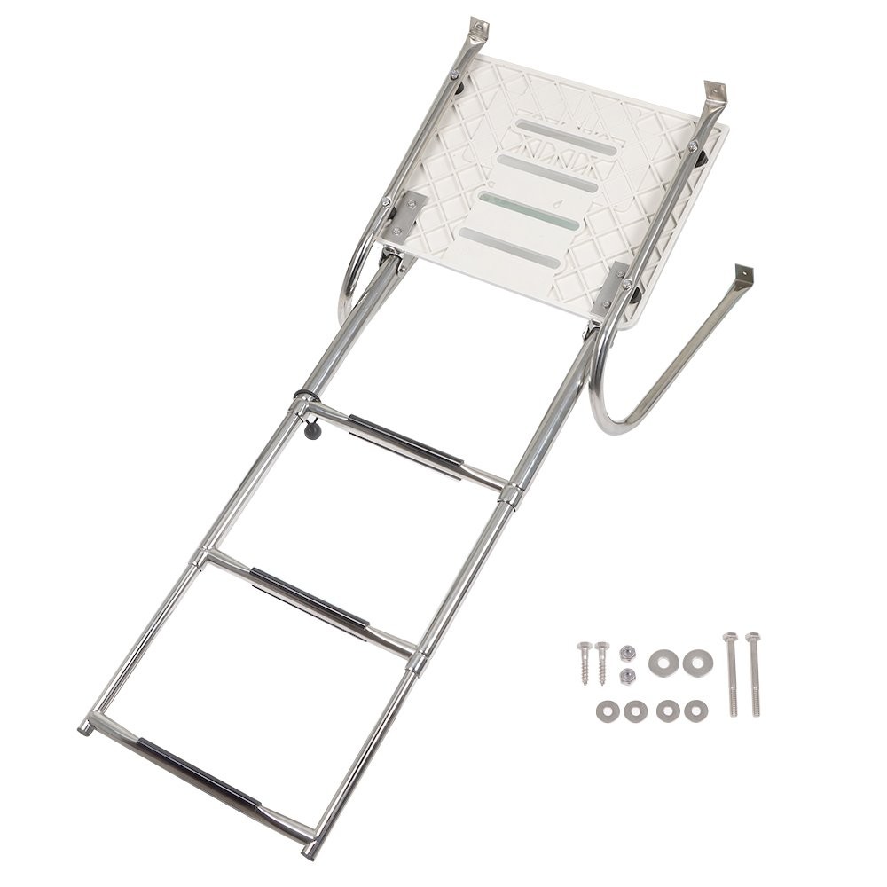 2 3 4 5 Step Stainless Steel Telescoping Foldable Boat Ladder with Hand Railing