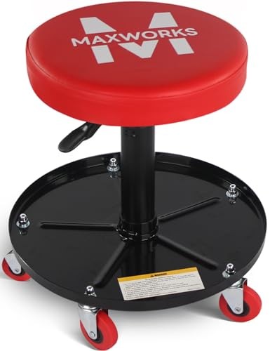 MaxWorks 80771 Pneumatic Roller Seat Creeper – 300 lb Capacity – Adjustable Heig