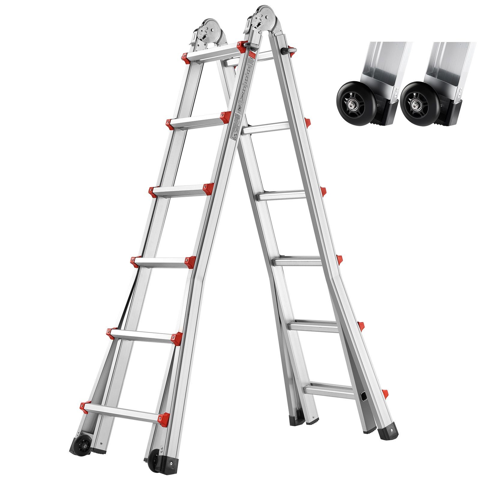 Telescoping Ladder A Frame, 20.5 FT Compact Aluminum Extension Ladder, Multi