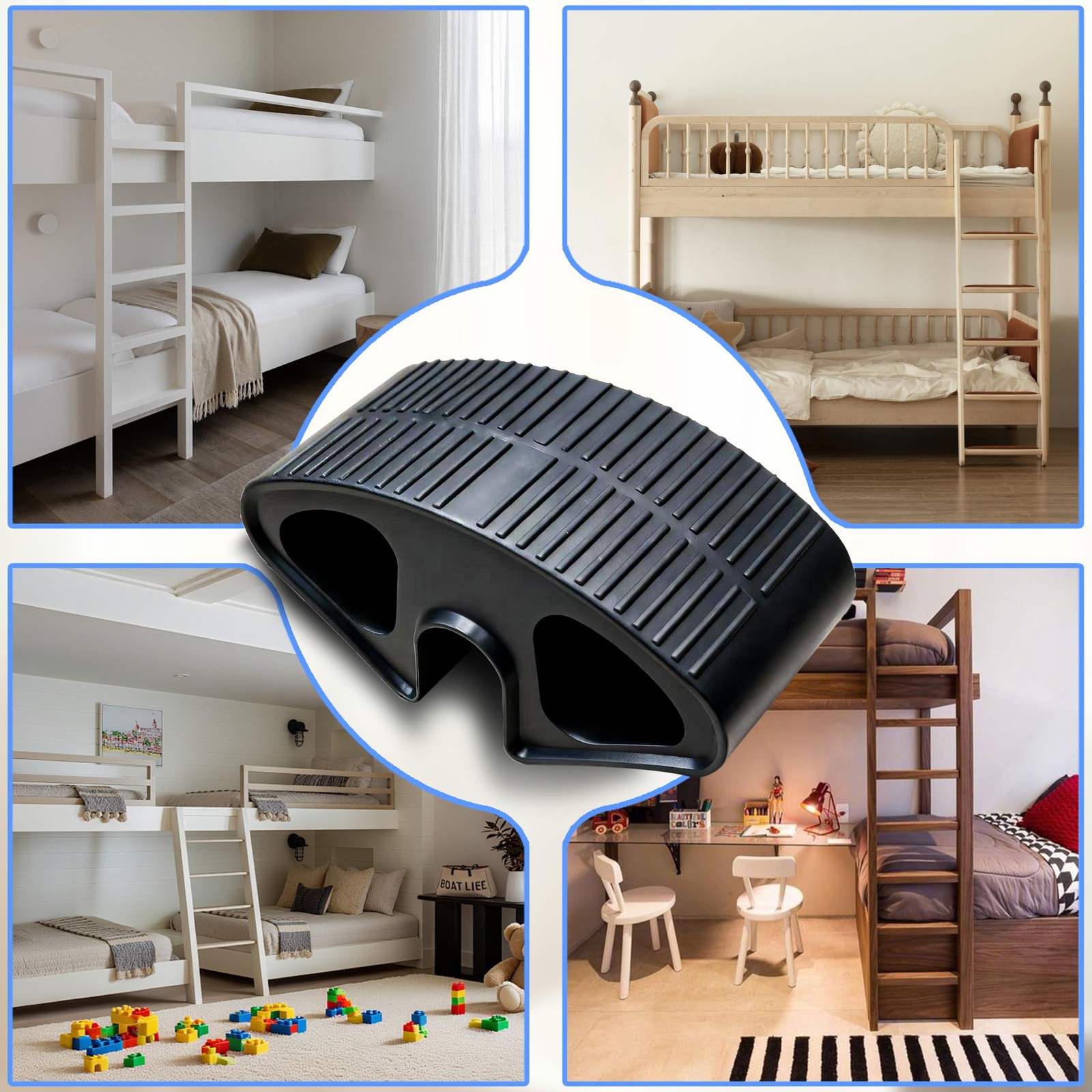 2Pcs Dorm Bed Ladder Foot Support, Non-Slip Covers for Black