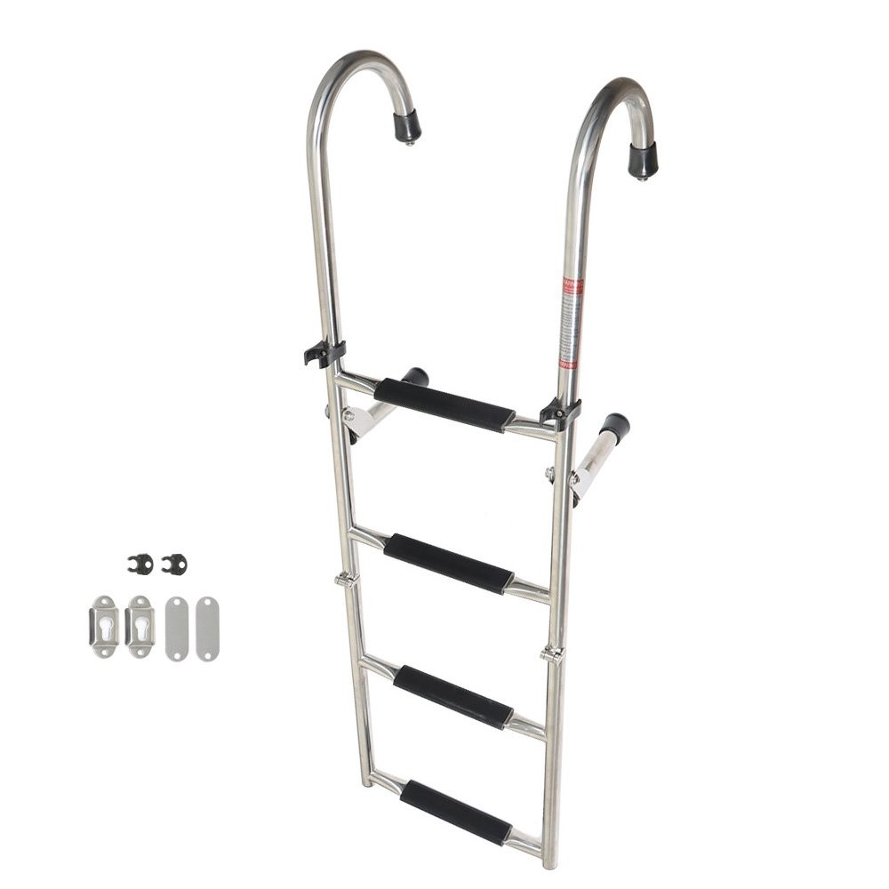 2 3 4 5 Step Stainless Steel Telescoping Foldable Boat Ladder with Hand Railing
