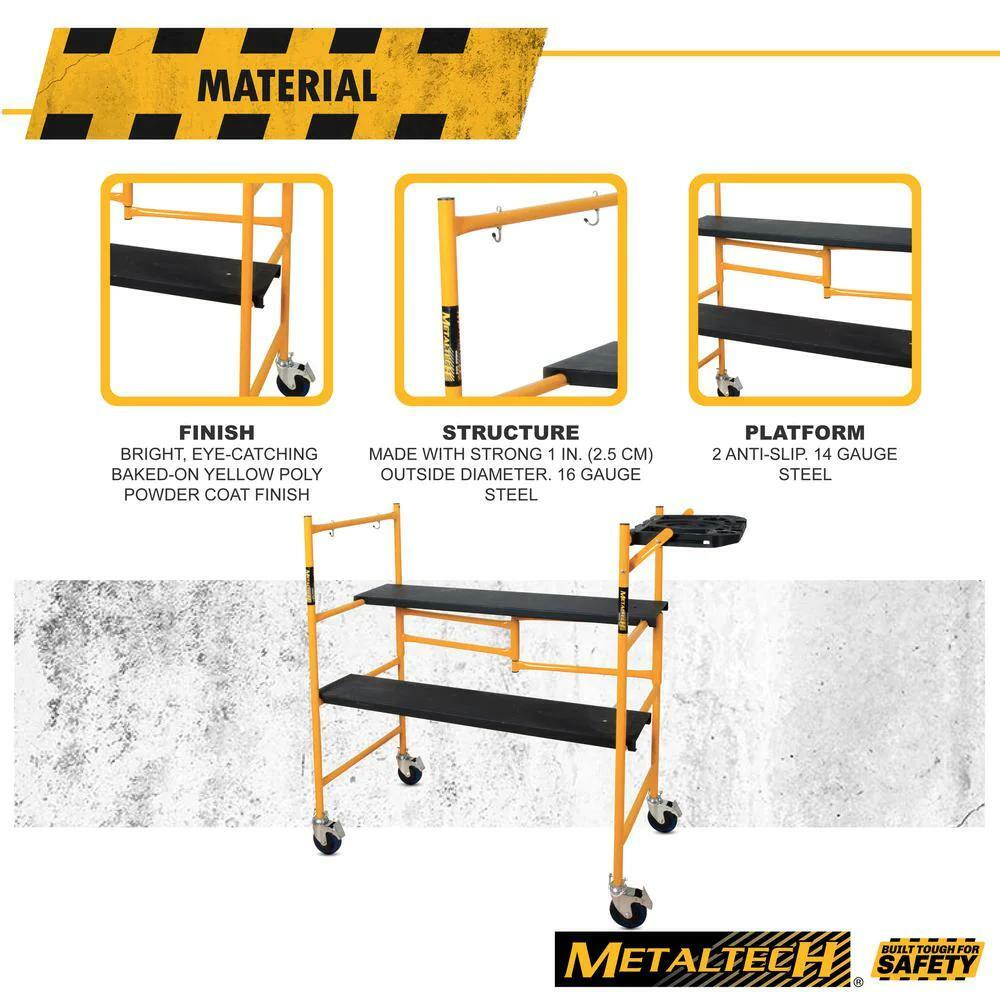 Mini Scaffolding Scaffold Wheels Dolly Rolling Adjustable Miter Saw Work Bench