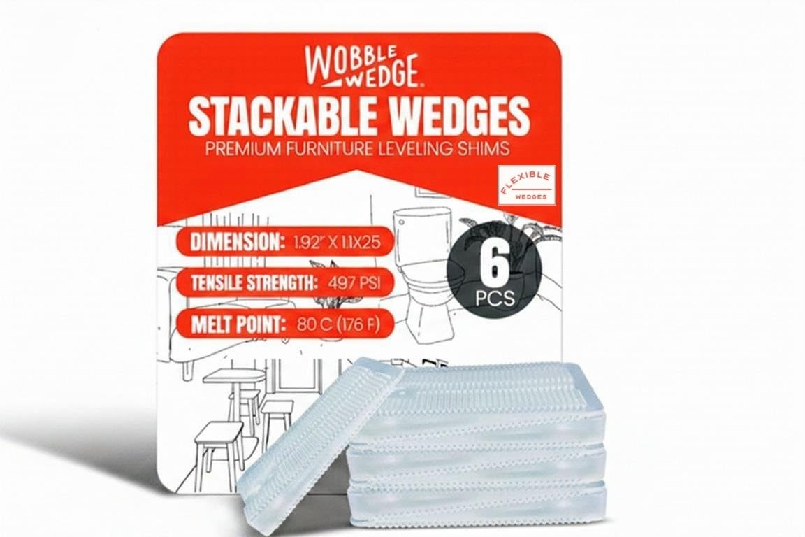 Wobble Wedges Flexible Plastic Shims Multi-Purpose Leveling 6, Clear
