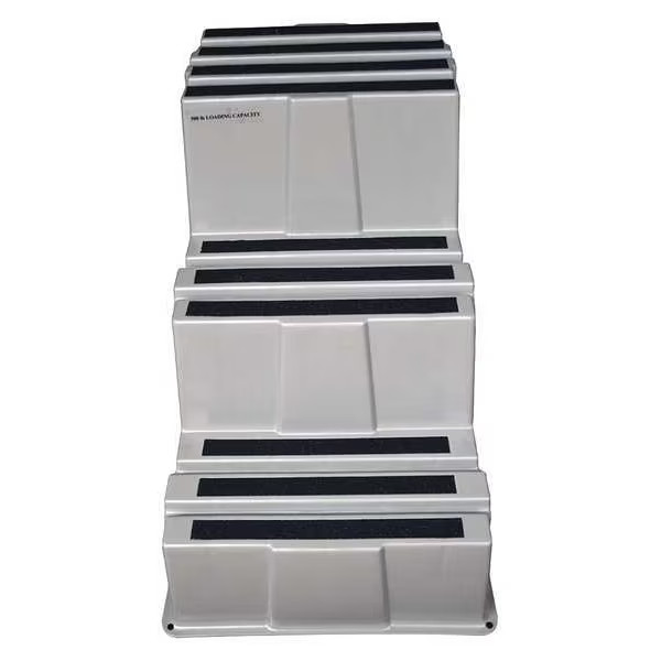Box Step, 3 Steps, 500 lb Load Capacity, 28 3/4 in Overall Height, Plastic, Gray