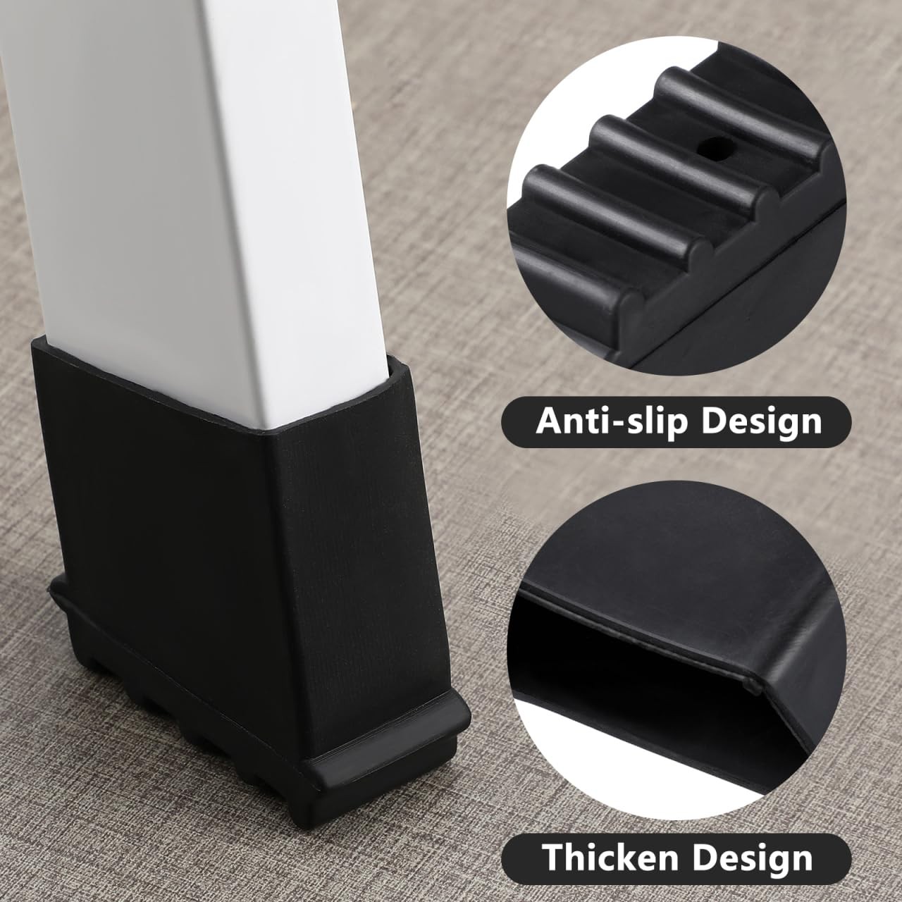 Cabilock Ladder Feet Cover, 4Pcs Non-Slip Step Covers, Black