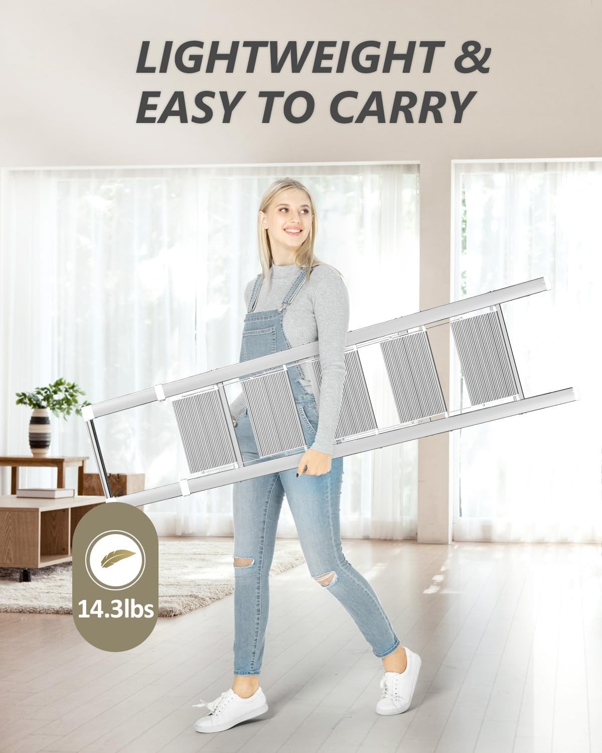 5 Step Ladder, Folding Stool, White Foldable Ladder for 10 5 Step,