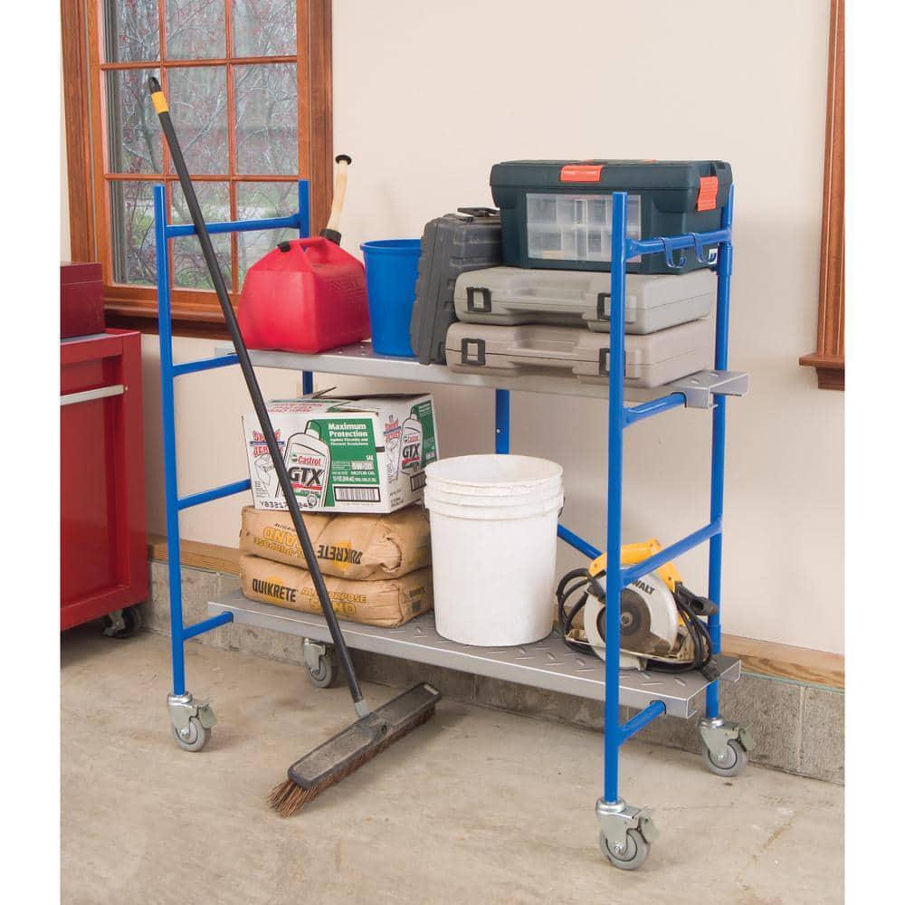 Portable Rolling Scaffold 4.1 ft H x 3.8 ft W 500 lb Load 2 Platforms Lock Wheel