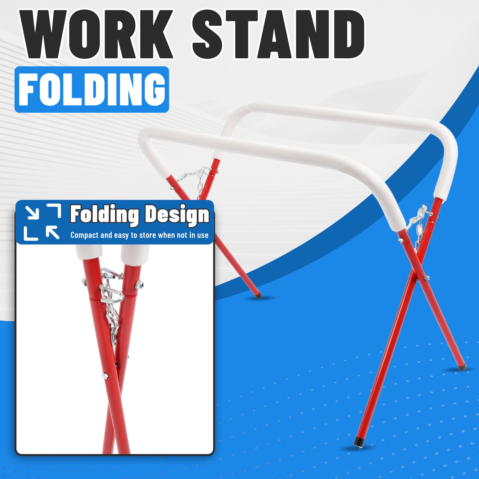 Red 500LBS Portable Folding Work Stand Auto Body Tool Painting Rack Steel Rubber