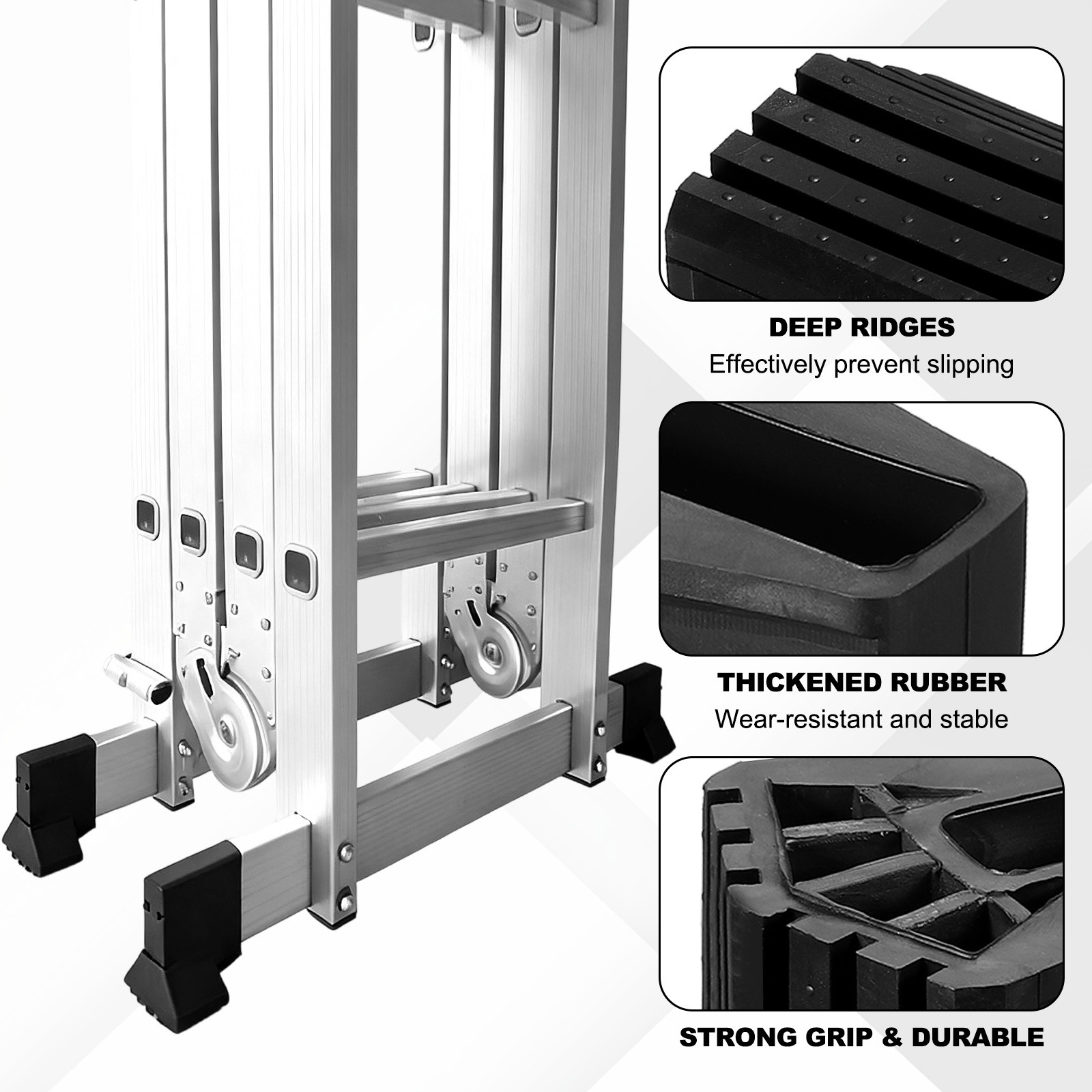 Ladder Non Slip Feet Mat (62.5×15.5mm) (2Pcs), Rubber Step Ladder Foot