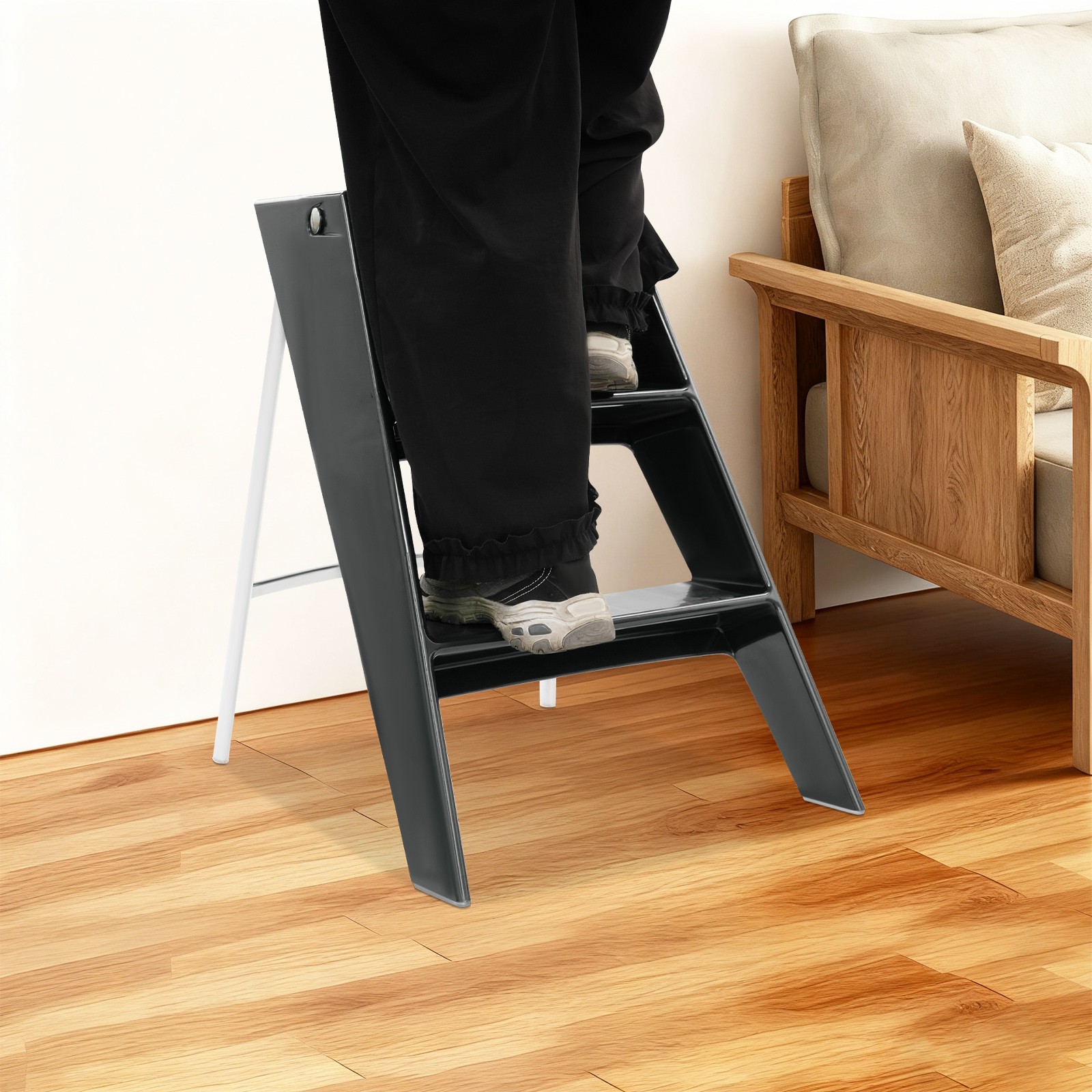 Folding Step Stool Step Stools for Adults 3 Step Ladder Folding Step Stool Black