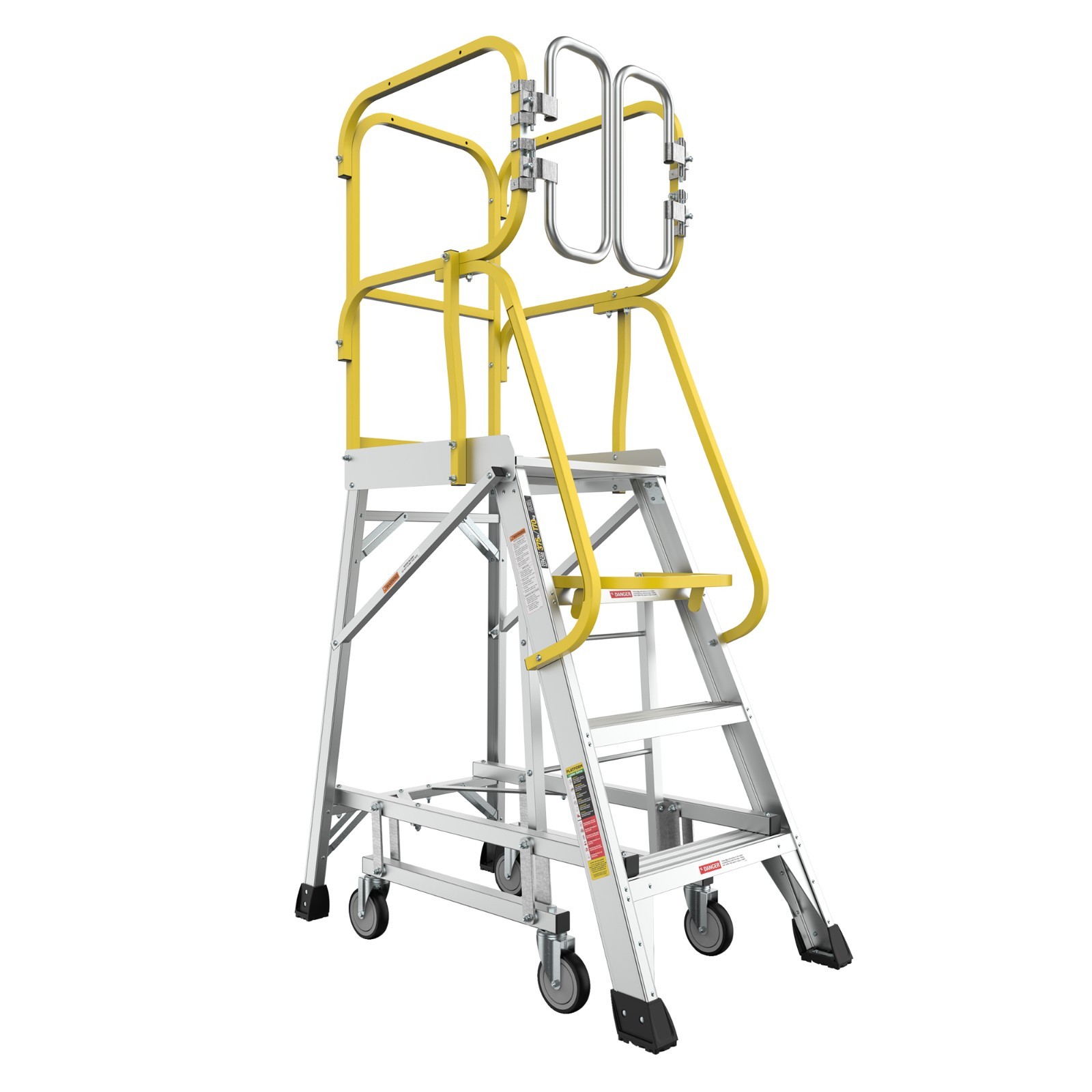 Heavy-Duty Aluminum 4 Step Rolling Platform Ladder Safe and Durable