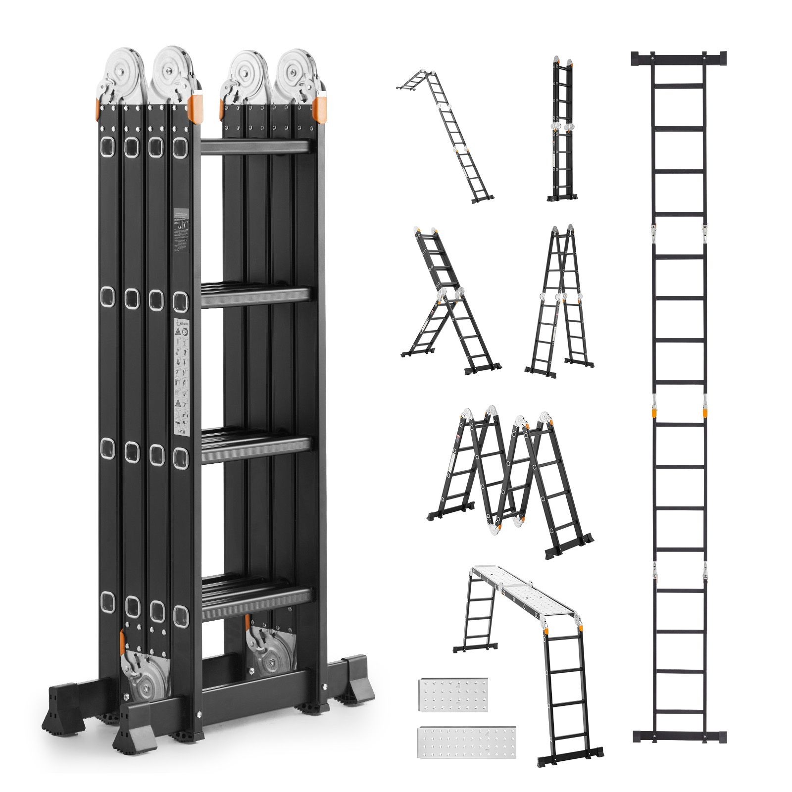 Multi – Purpose Folding Ladder, 7 – in – 1, 15.5ft Reach, 330 lbs Capacity