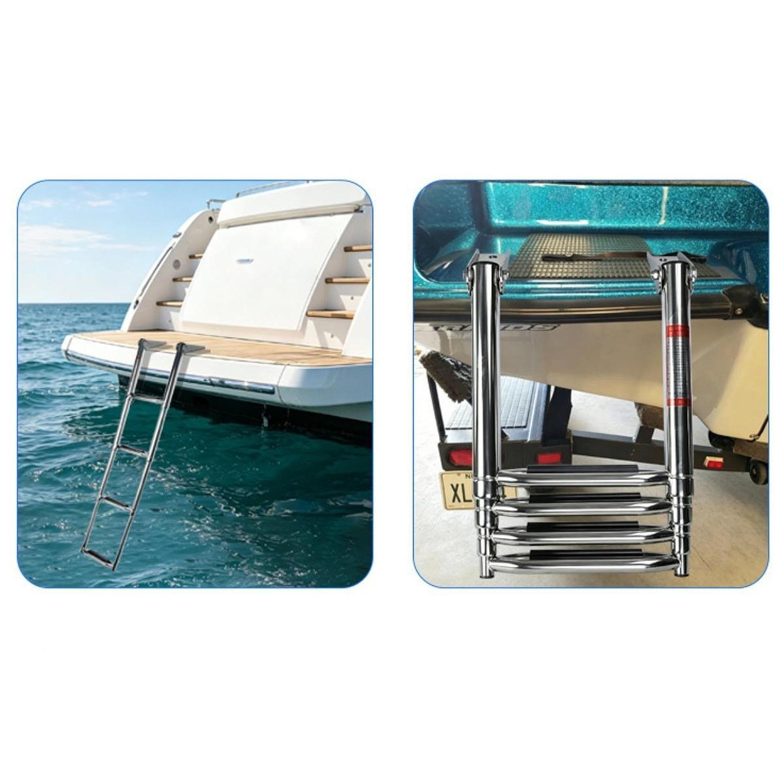 Boat Ladder Telescopic 4 Steps Portable Easy Installation Versatile Heavy Duty