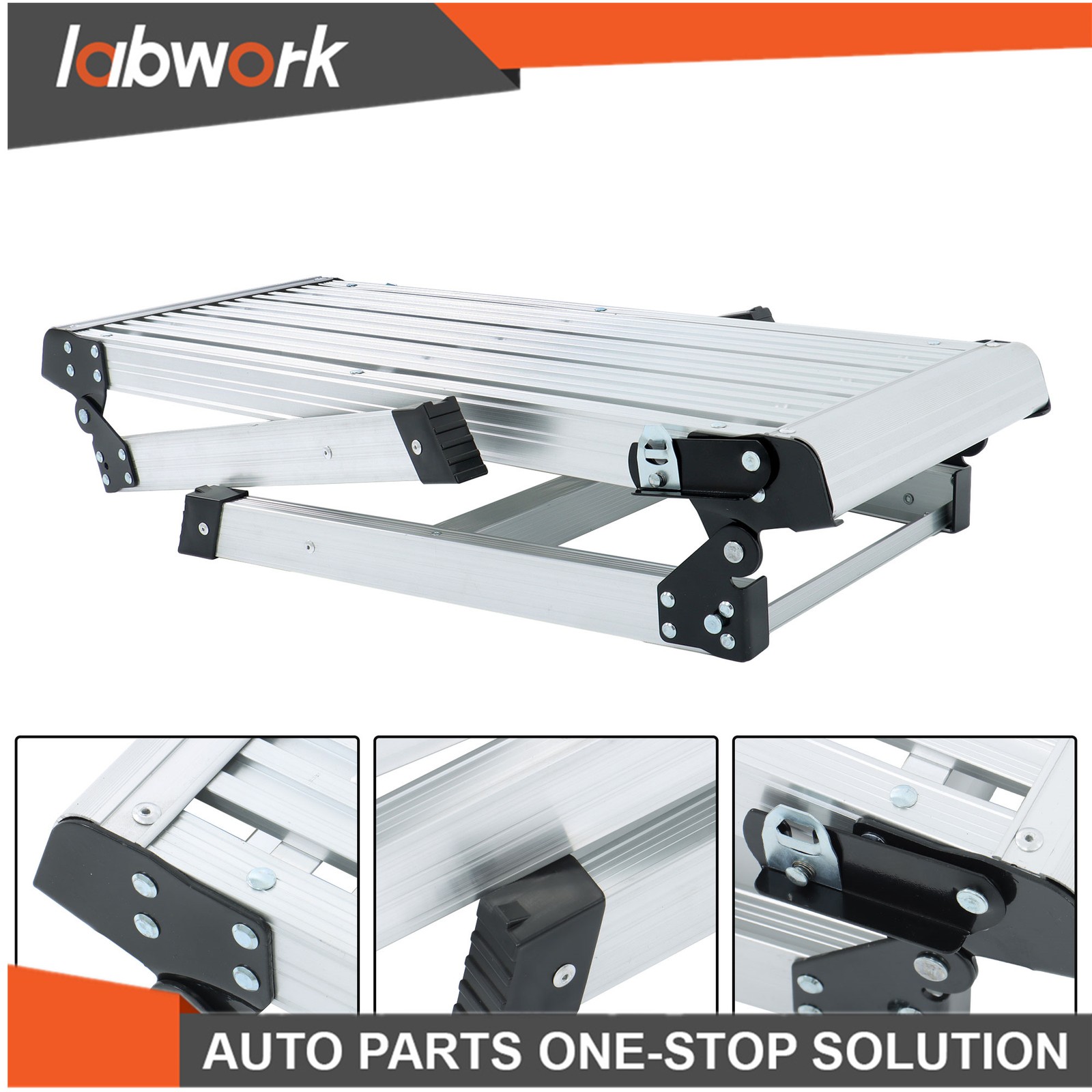 Labwork 330lb Aluminum Step Stool Non-slip Folding Work Platform Drywall Ladder