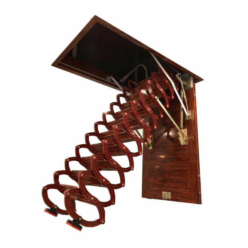 Attic Ceiling Ladder Red Loft Wall Ladder Stairs 9.8ft Ceiling Mounted 660Pounds