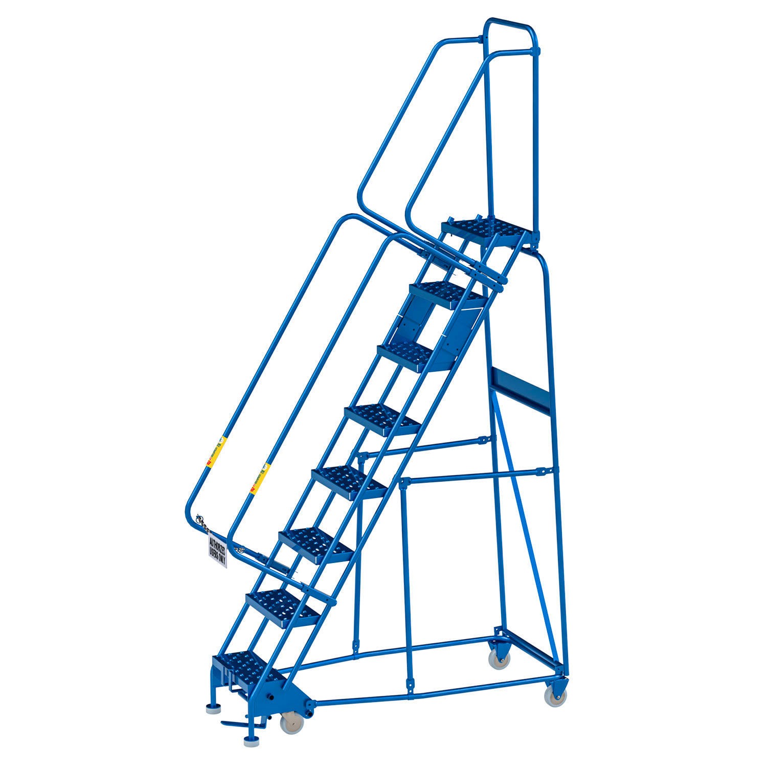 Global Industrial 8 Step Narrow Steel Rolling Ladder with 16″W Perforated Step
