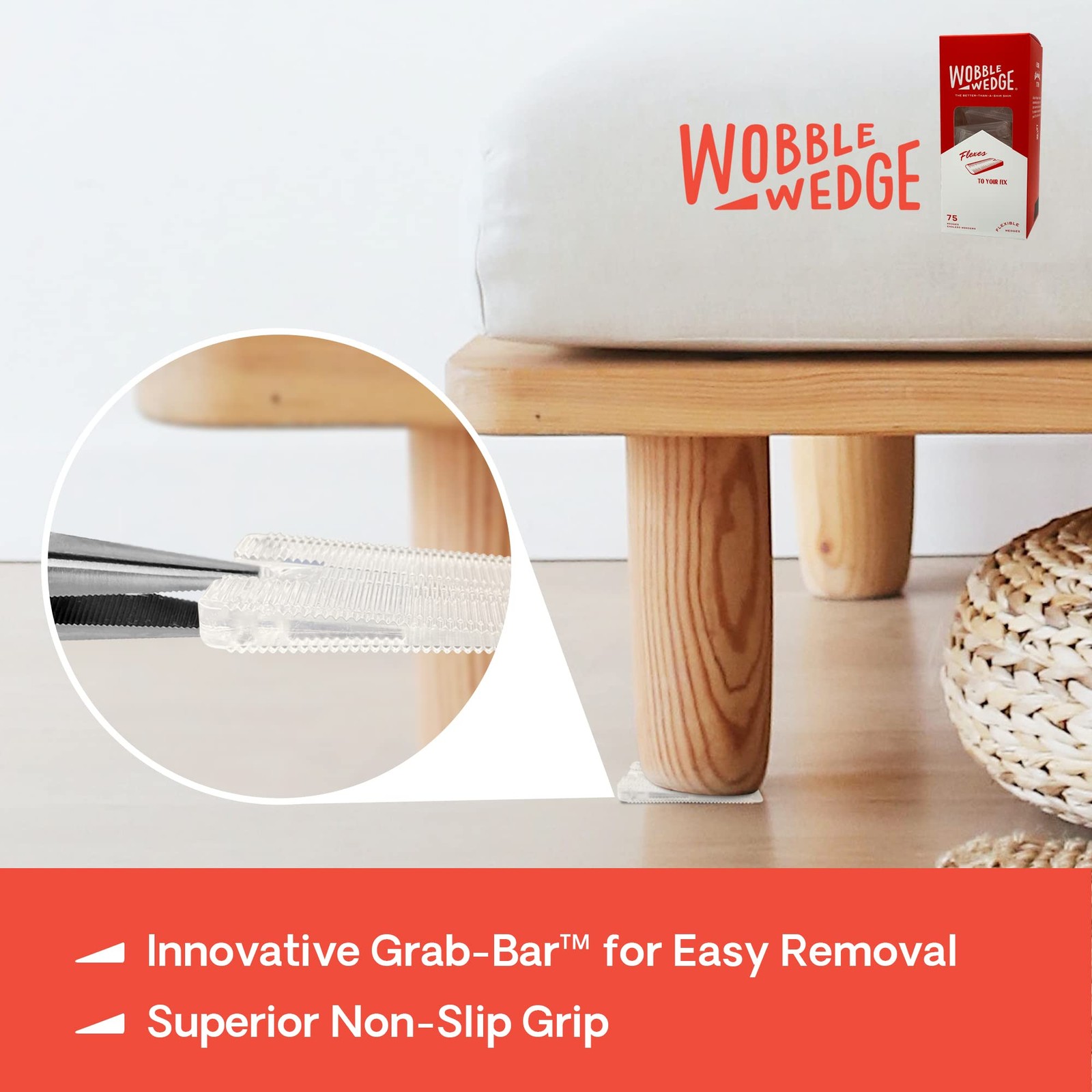 WOBBLE WEDGES Flexible Plastic Shims – Leveling for Home 75, Clear