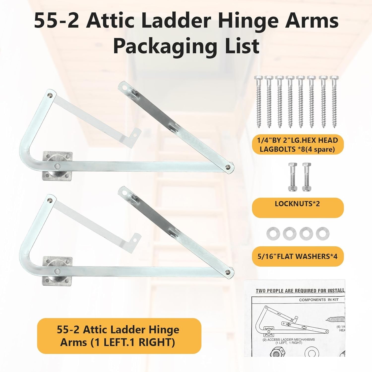Attic Ladder Hinge Arms For 2010-UP Werner 55-2 Mk 5, WU2210, W2208, W2210 -Pair