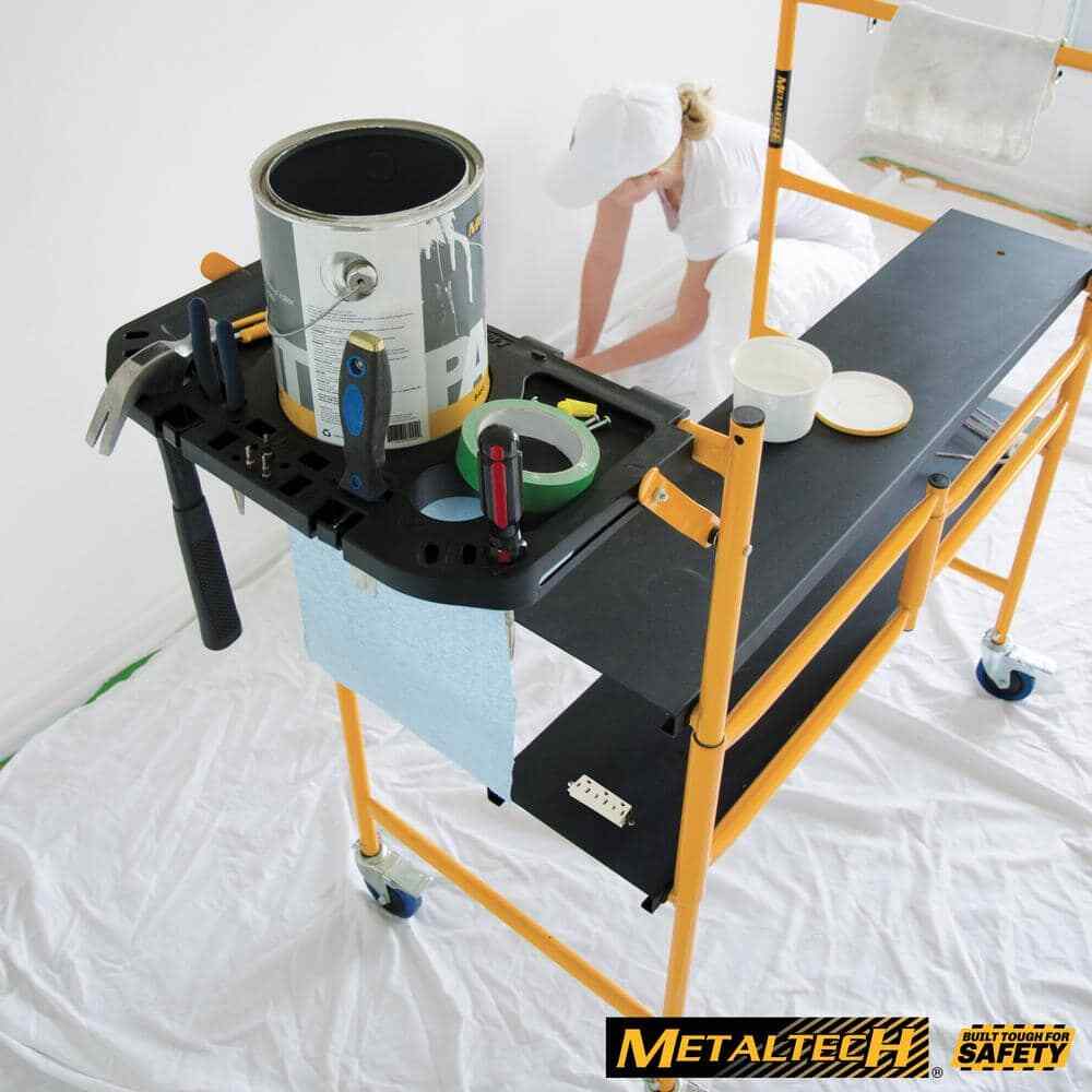 Rolling Scaffold Tool Shelf Foldable 4 ft. x 4 ft. x 2 ft. 500 lb. Load Capacity