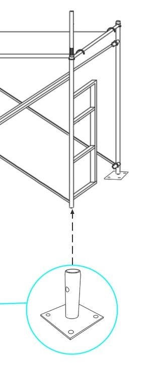 4-Pack Scaffold Base Plates – HD Galvanized Steel, 5″x5″ Fits Baker/Perry Style