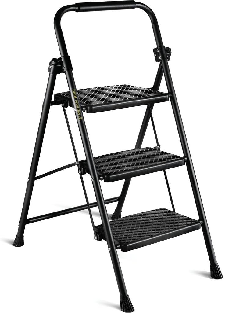 Step Ladder 3 Step Folding Step Stool Step Ladder with Wide Anti-Slip Pedal Step