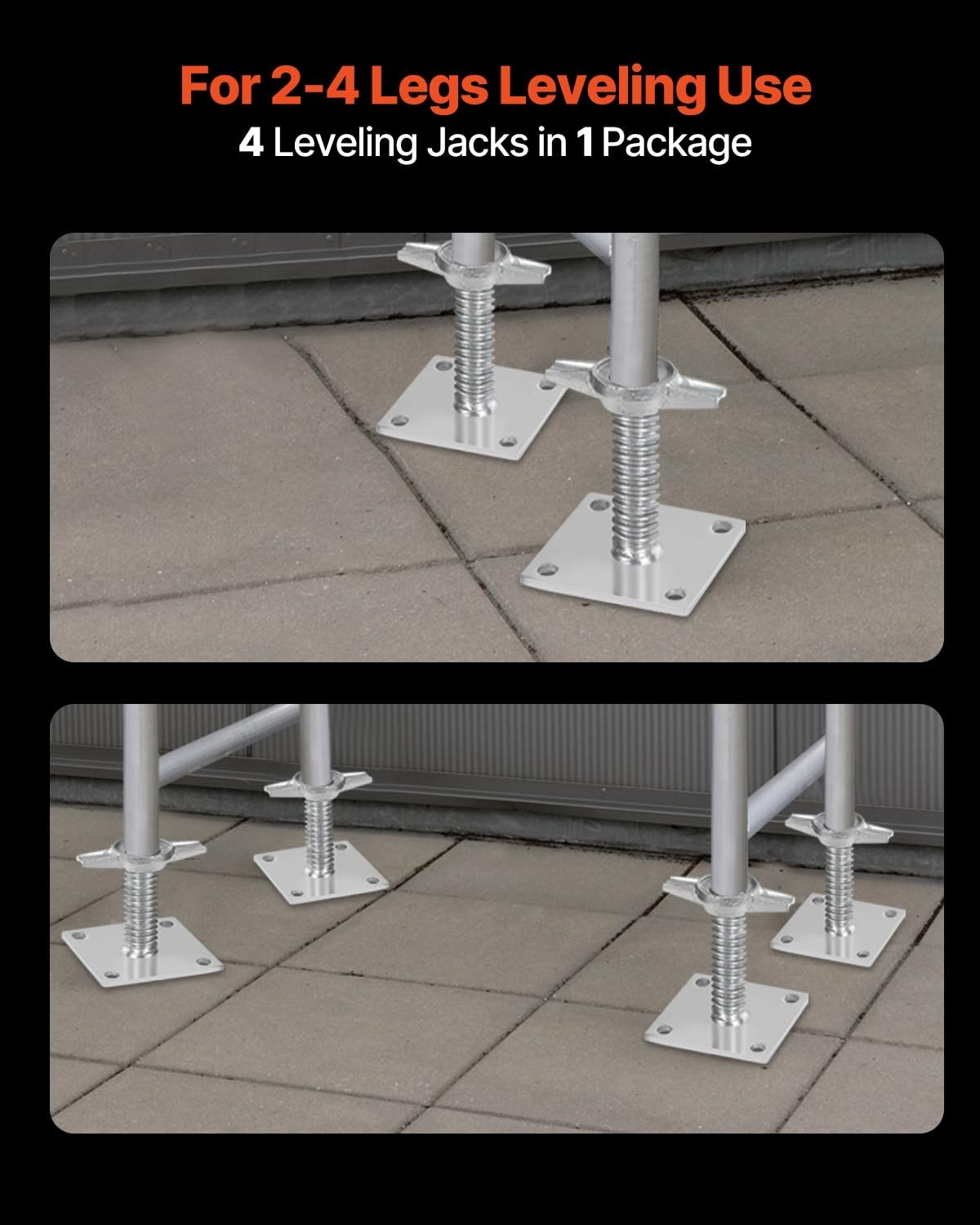4-Pack Adjustable Leveling Jacks, 18.2″ Height, 3307lbs Load Capacity, Steel Sca