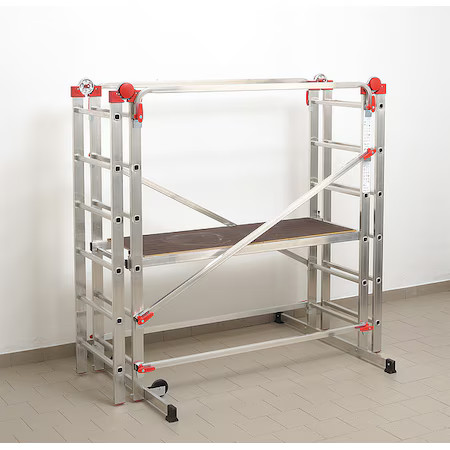 Hailo 9459-501 Portable Scaffold, Aluminum, 396 Lb Load Capacity, 7 Ft 6 In
