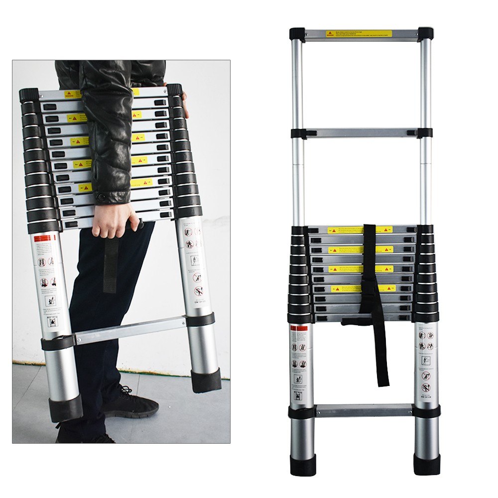 LABLT 12.5FT Aluminum Extension Telescoping Heavy Duty Lightweight Step Ladder