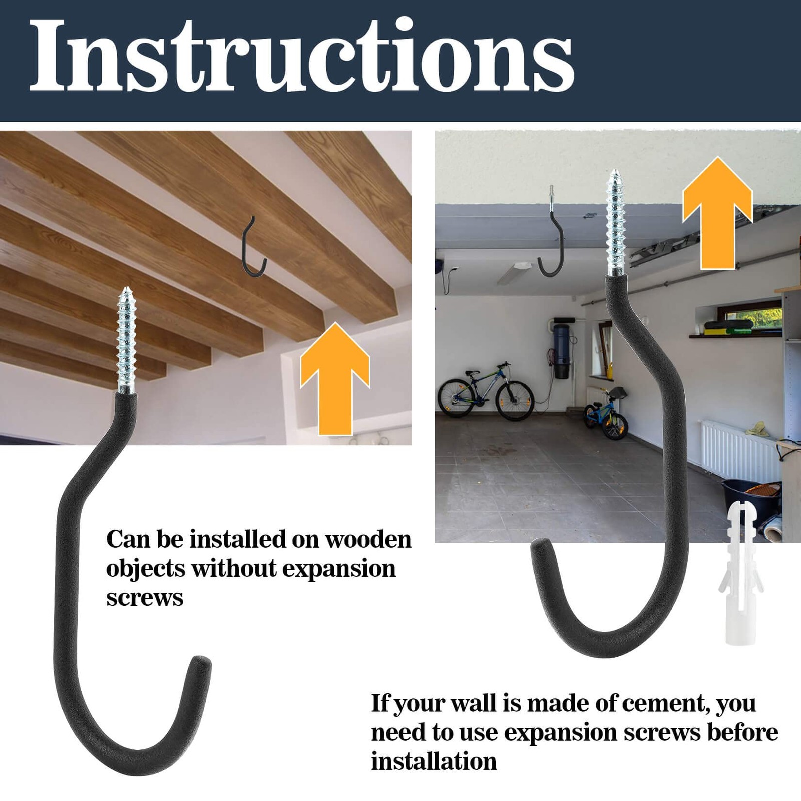 MAQIHAN 10 Heavy Duty Wall Mount Storage J Hooks – Bicycle & Ladder Hangers, Gar