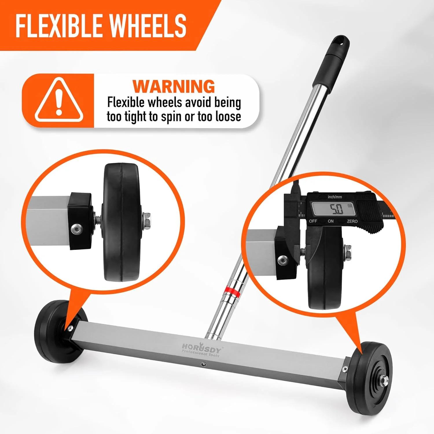 17-Inch Rolling Magnetic Sweeper with Wheels | Adjustable Handle | 8.8-Pound Cap