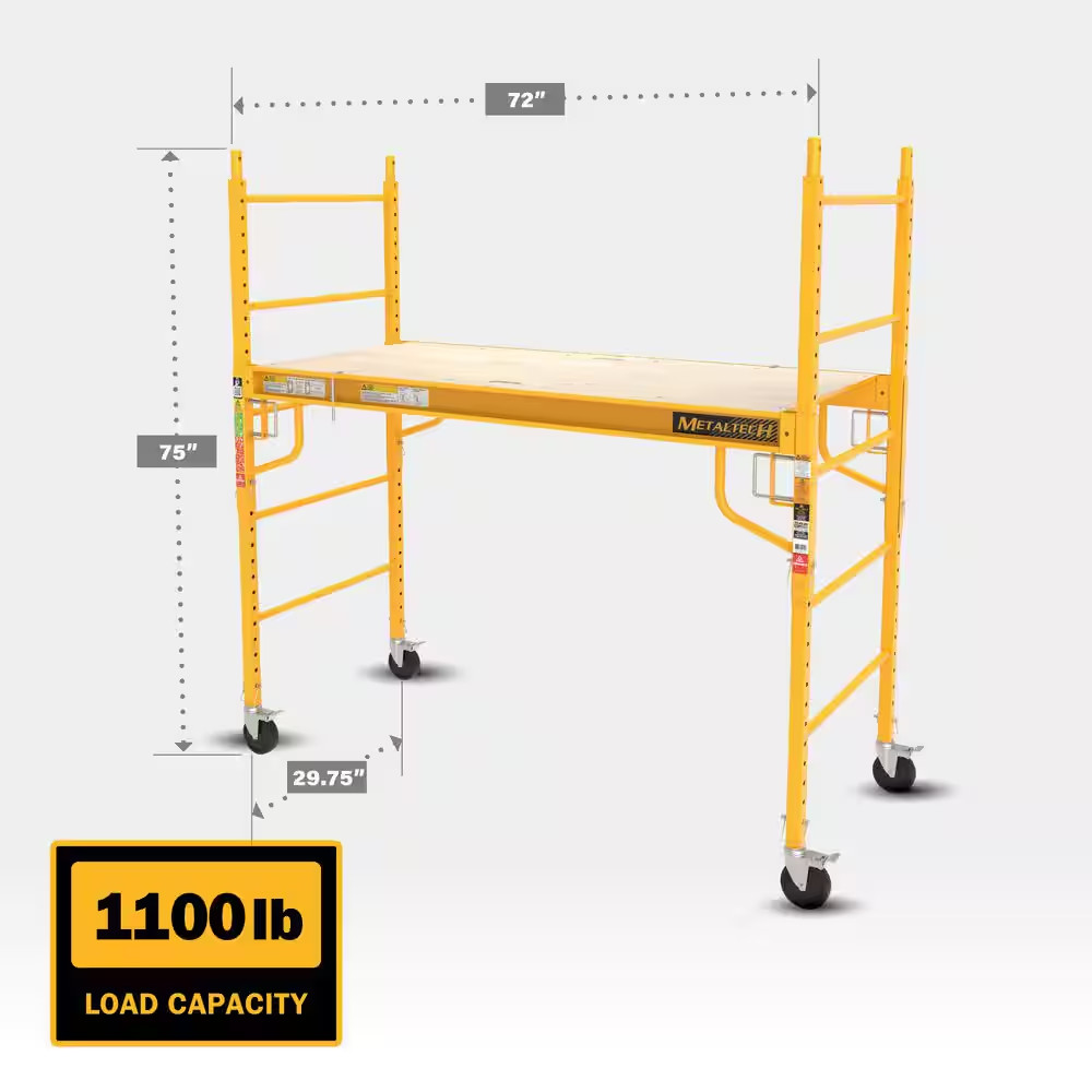 Jobsite 6 Ft. W X 6.25 Ft. H X 2.5 Ft. D Baker Style Rolling Scaffold Platfor…