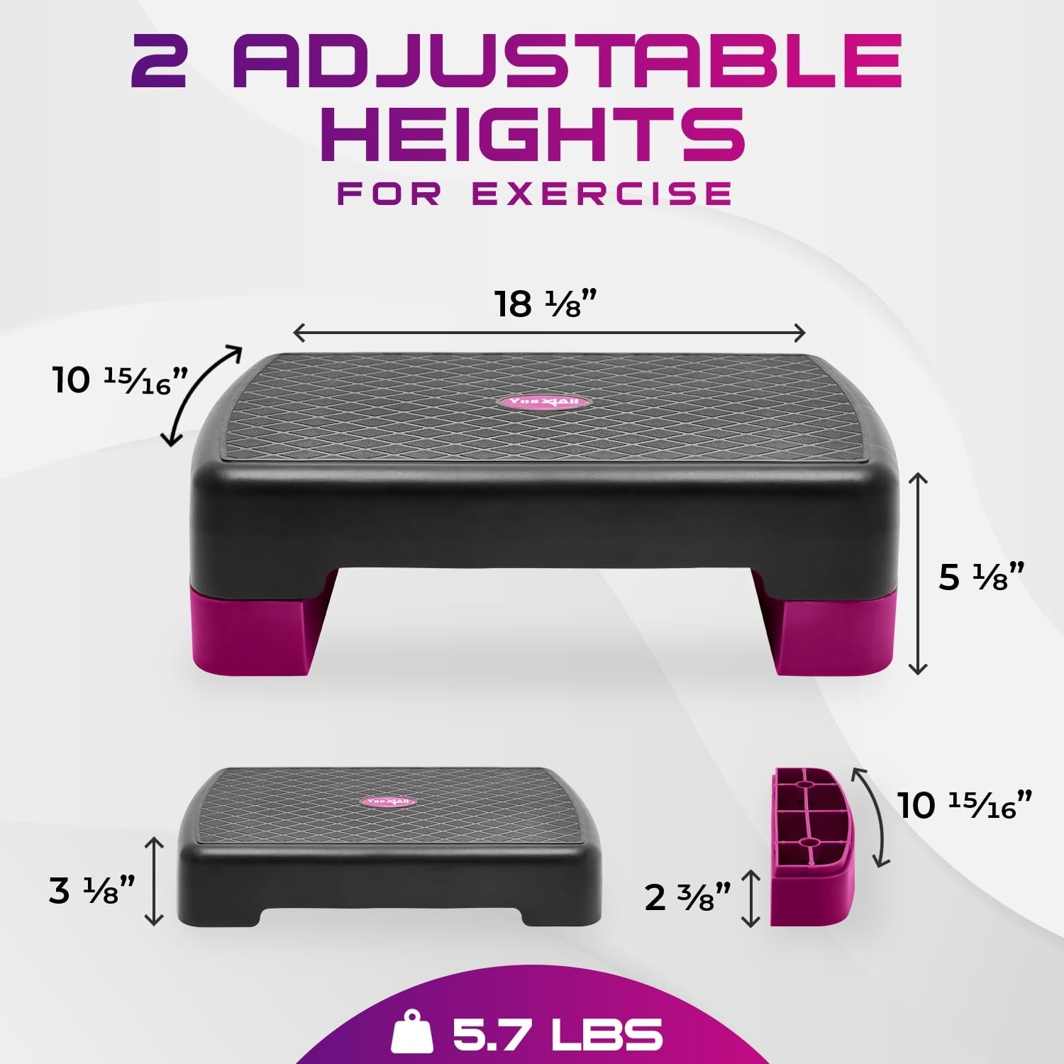 Yes4All 18.9″ Aerobic Exercise Step Platform w/ 2 Risers, Adjustable Height